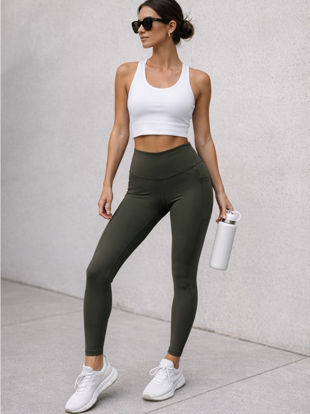 Lululemon Fast & Free High Rise Leggings Olive Green Size 4 Pockets